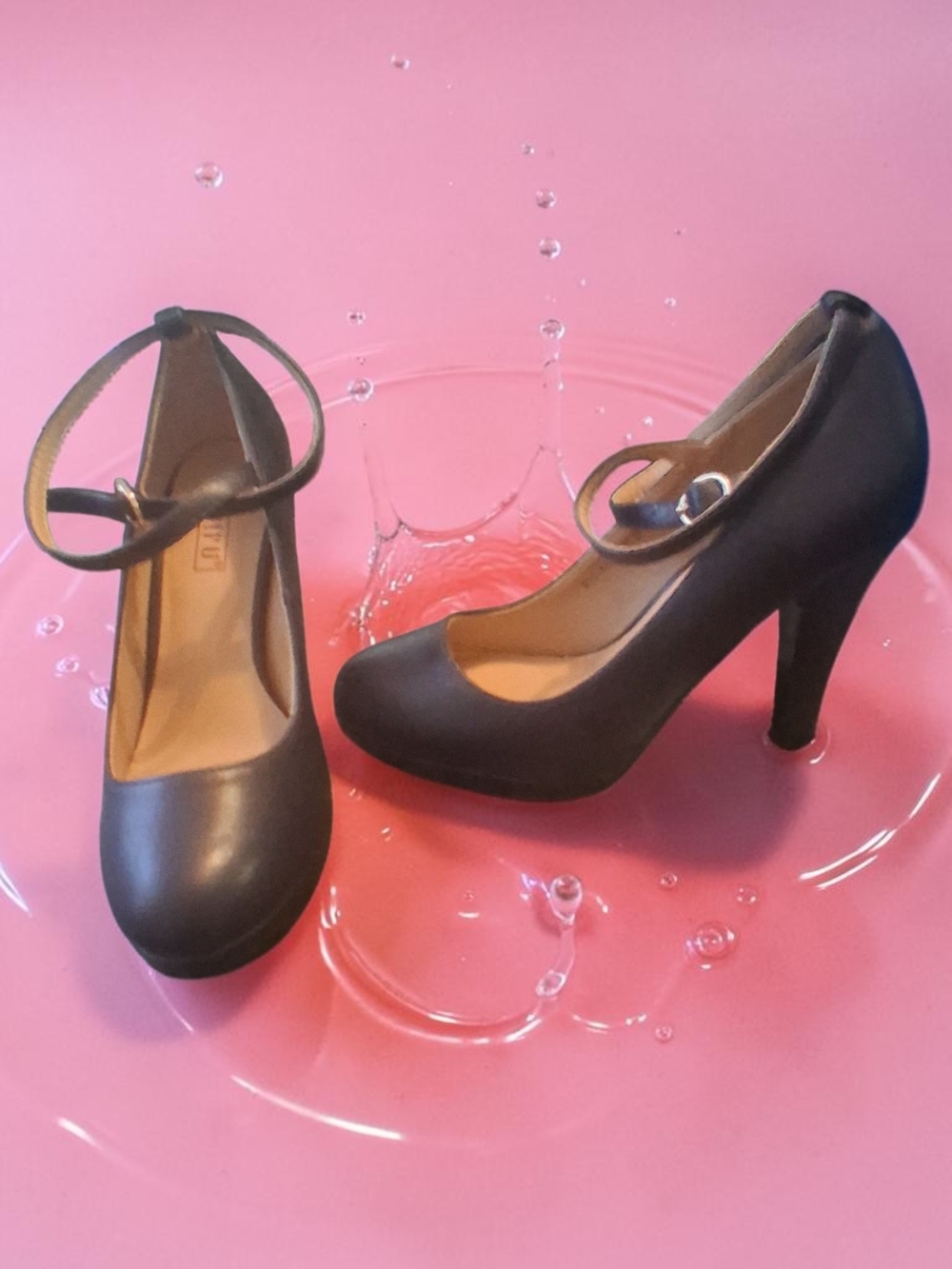 IDIFU Navy Mary Jane High Heel Pumps with Ankle Strap Womens Shoes Size 5.5 Cute